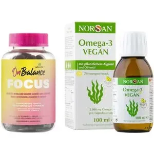 Aquilea Onbalance Focus Gummies + Norsan Omega-3 vegan Algenöl