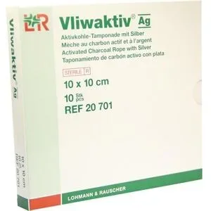Vliwaktiv Ag Aktivkohle Tampon.m.silber 10x10 cm