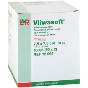Vliwasoft Schlitzkompressen 7,5x7,5 cm steril 4l.