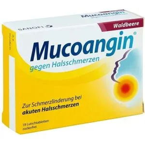 Mucoangin gegen Halsschmerzen Waldbeere Lutschtabletten