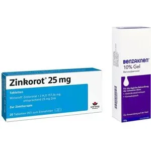 Zinkorot 25 Mg Tabletten + Benzaknen 10% Gel