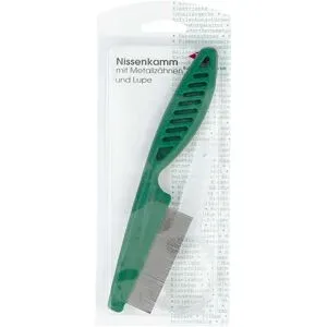 Nissenkamm mit Metallzähnen und Lupe