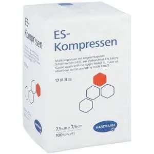 Es-kompressen unsteril 7,5x7,5 cm 8fach