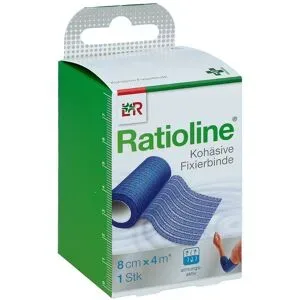 Ratioline acute Fixierbinde kohäsiv 8 cmx4 m blau
