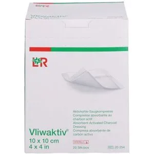Vliwaktiv Aktivkohle-saugkomp.10x10 cm steril
