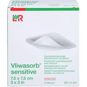 Vliwasorb Sensitive 7,5x7,5 Cm Superabsorb.wundv.