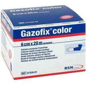 Gazofix color Fixierbinde kohäsiv 6 cmx20 m blau