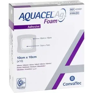 Aquacel Ag Foam adhäsiv 10x10 cm Verband