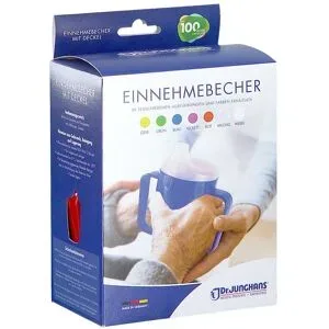 Einnehmebecher mit 2 Griffen+2 Deckel 4+12mm rot