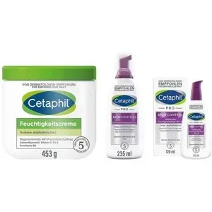 Cetaphil Reinigungsschaum + Feuchtigkeitspflege + Feuchtigkeitsc