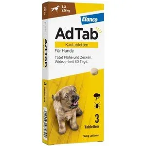 AdTab Hund 1,3 - 2,5 kg Kautablette gegen Zecken und Flöhe