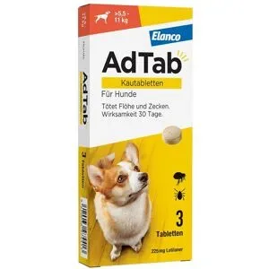 AdTab Hund 5,5 - 11 kg Kautablette gegen Zecken und Flöhe
