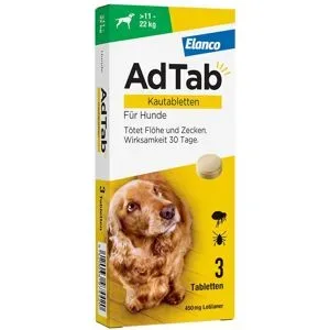 AdTab Hund 11 - 22 kg Kautablette gegen Zecken und Flöhe
