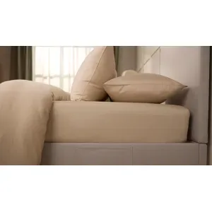 Emma Silken Satin Spannbettlaken   Beige   160x200cm