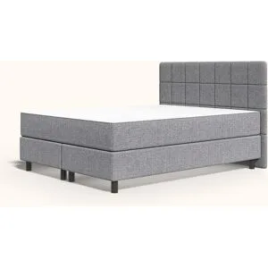 Emma Original Boxspringbett Komfort 140x200cm - dunkelgrau - Füße Holz - Kopfteil gesteppt