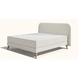Emma Original Elite Boxspringbett ? Dunkelgrau - 180x210 cm - Kopfteil Streifen - Metallfüße
