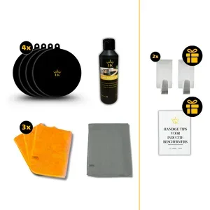 Induction Kings Induktionspflegepaket   Kompletter Schutz & Reinigung   4 Induktionsschutzfolien, 1 Induktionsreiniger, 1 Premium-Trockentuch & 3 Nanofaser-Reinigungstücher  1