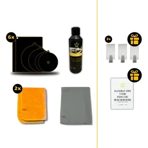 Induction Kings Induktions-Wartungspaket   Kompletter Schutz & Reinigung   6 Induktionsschutzfolien, 1 Induktionsreiniger, 1 Premium Trockentuch & 2 Nanofaser-Reinigungstücher  1