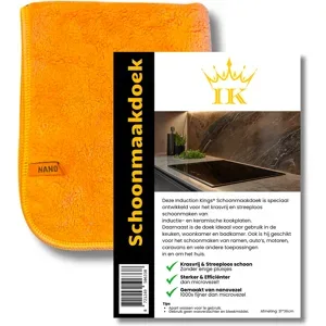 Induction Kings® ReinigungsTuch Orange ? Premium Nanofaser Tuch für Induktion & Glas ? 1 Stück