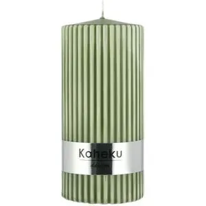 Höffner Zylinderkerze  Powder Rillen ¦ grün ¦ Maße (cm): H: 15  Ø: 7