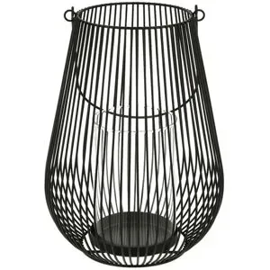 Höffner Windlicht   ¦ schwarz ¦ Metall,Glas ¦ Maße (cm): H: 26,5  Ø: 19