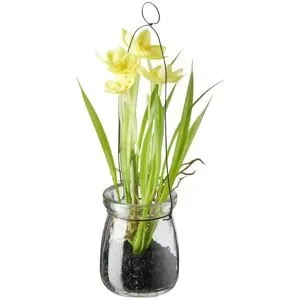 Höffner Narzisse in Glasvase   ¦ gelb ¦ Kunststoff,Glas,Metall ¦ Maße (cm): H: 22  Ø: 6