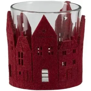 Höffner Windlicht   ¦ rot ¦ Glas,Filz ¦ Maße (cm): H: 8  Ø: 7