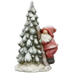 HOME STORY LED Wichtel mit Weihnachtsbaum   ¦ grün ¦ Magnesia,Metall ¦ Maße