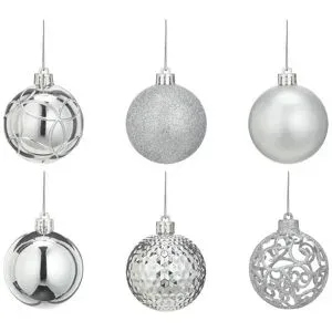 Höffner Weihnachtsbaumkugel  37er Set   ¦ silber ¦ Kunststoff,Aluminium Ø: 6