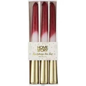 HOME STORY Stabkerze  3er Set   ¦ rot ¦ Paraffin ¦ Maße (cm): H: 20  Ø: 2.5