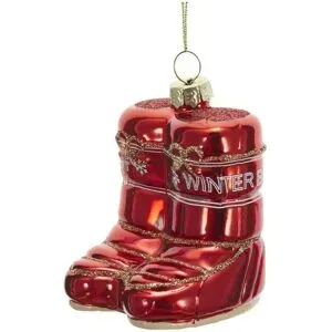 HOME STORY Weihnachtsbaumschmuck Stiefel   ¦ rot ¦ Glas,Aluminium ¦ Maße (cm):