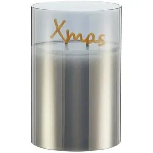 HOME STORY LED Kerze Xmas   ¦ grau ¦ Glas,Wachs,Kunststoff ¦ Maße (cm): H: 15