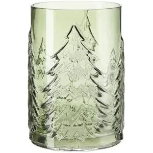 HOME STORY Windlicht Tanne   ¦ grün ¦ Glas ¦ Maße (cm): H: 22  Ø: 16