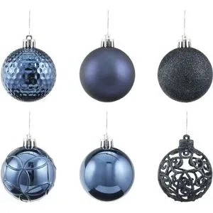 Höffner Weihnachtskugel 37er Set   ¦ blau ¦ Kunststoff Ø: 6