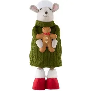 HOME STORY Figur Weihnachtsmaus   ¦ grün ¦ Polyester,Eisen,Kunststoff ¦ Maße