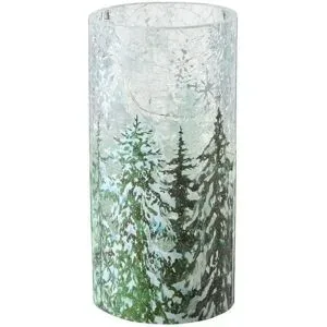 HOME STORY LED Windlicht mit Tannen   ¦ grün ¦ Glas ¦ Maße (cm): H: 16,5  Ø: 8