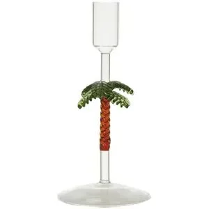 HOME STORY Kerzenhalter Palme   ¦ transparent/klar ¦ Glas ¦ Maße (cm): H: 20  Ø: