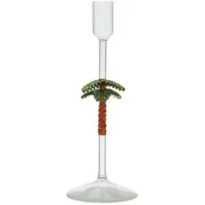 HOME STORY Kerzenhalter Palme   ¦ transparent/klar ¦ Glas ¦ Maße (cm): H: 24,5