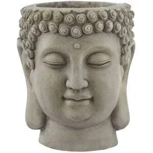 HOME STORY Übertopf Buddha   ¦ grau ¦ Magnesia ¦ Maße (cm): H: 25  Ø: 22
