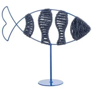 HOME STORY Deko Fisch   ¦ blau ¦ Papier,Metall ¦ Maße (cm): B: 31 H: 24 T: 8.0