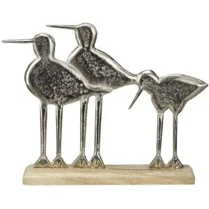 Höffner Dekoaufsteller Vögel   ¦ silber ¦ Aluminium,Holzwerkstoff ¦ Maße (cm): B: 24 H: