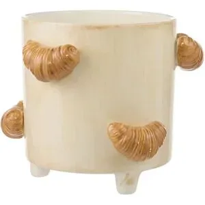 HOME STORY Übertopf Croissant   ¦ braun ¦ Dolomite ¦ Maße (cm): H: 15  Ø: 18.5