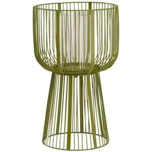 HOME STORY Windlicht   ¦ grün ¦ Metall,Glas ¦ Maße (cm): H: 37  Ø: 24