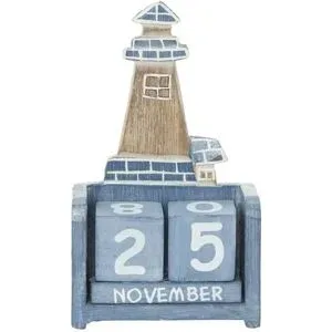 Höffner Tischkalender Leuchtturm   ¦ blau ¦ Holzwerkstoff ¦ Maße (cm): B: 11 H: 18