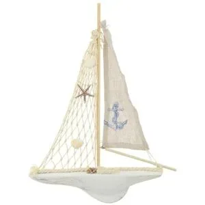 Höffner Deko Boot   ¦ weiß ¦ Massivholz,Polyester ¦ Maße (cm): B: 26,5 H: 38,5