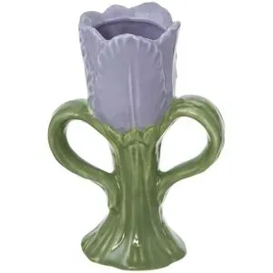 HOME STORY Vase Blüte   ¦ lila/violett ¦ Porzellan ¦ Maße (cm): B: 6,4 H: 14,7
