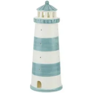 HOME STORY LED Leuchtturm   ¦ blau ¦ Steingut ¦ Maße (cm): H: 18,5  Ø: 7