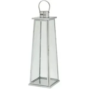 HOME STORY Laterne   ¦ silber ¦ Stahl,Glas ¦ Maße (cm): B: 21 H: 63 T: 21.0
