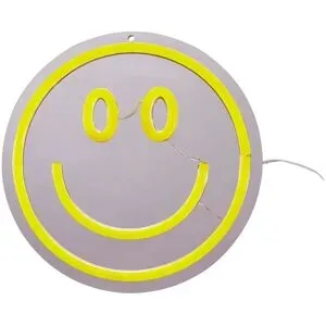Höffner Neon Wanddekoration Smiley   ¦ silber ¦ Glas ¦ Maße (cm): B: 22 H: 22 T: 2.0