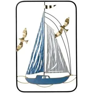 HOME STORY Wanddekoration Boot   ¦ blau ¦ Metall ¦ Maße (cm): B: 40 H: 5